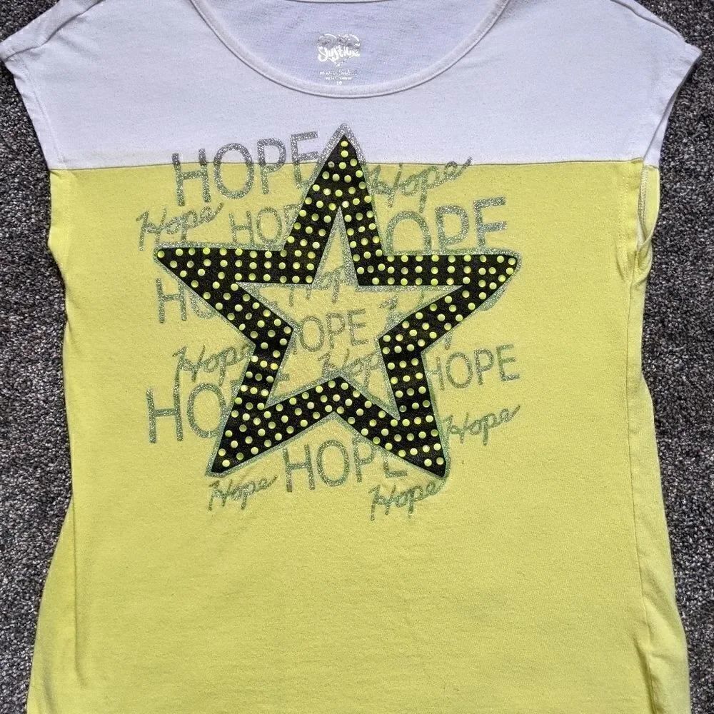 JUSTICE Yellow Star shirt Hope Size 16